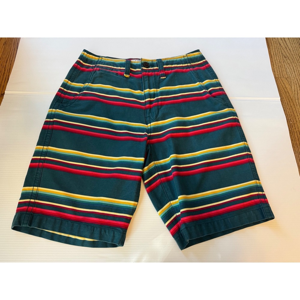 Arizona Jean Co Mens Teal Green Multi Color Striped Chino Shorts Size 30